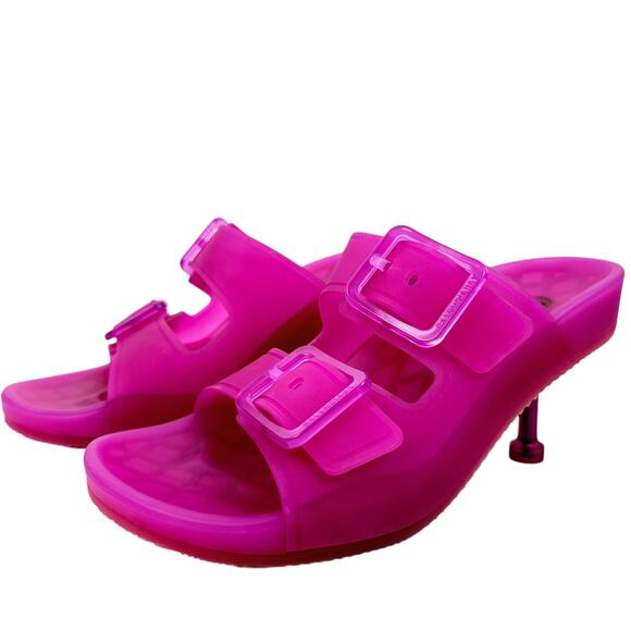 New Balenciaga Mallorca Rubber Heeled Sandals Pink Size 39 - Picture 3 of 10